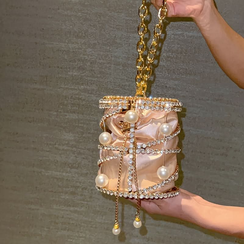 Champagne Rhinestone Evening Clutch Bag