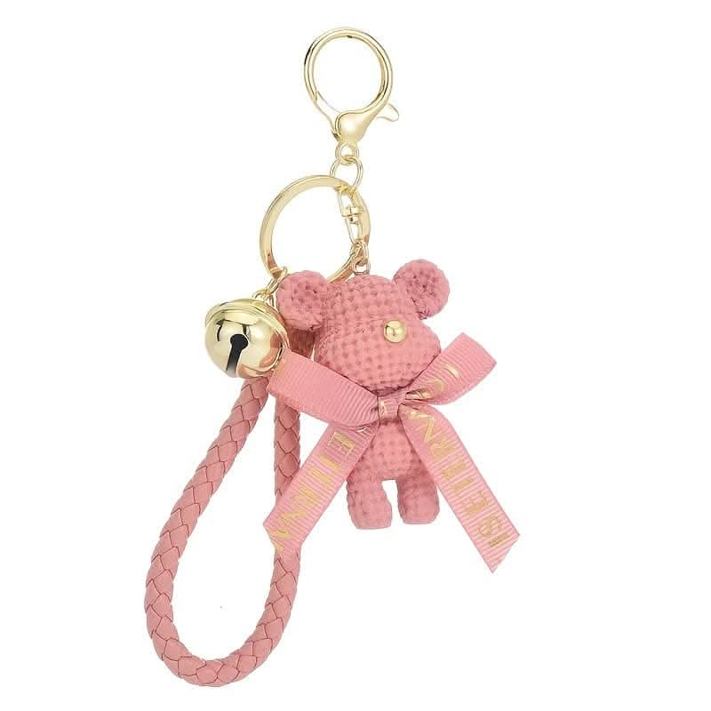 Adorable Bear Keychain with Bow & Bell – Cute Gift for Girls