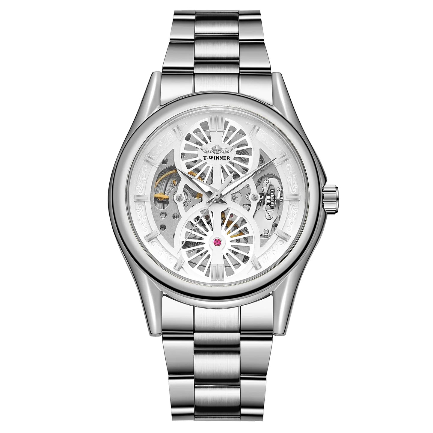 Winner Skeleton Automatic Mechanical Watch for Men – Stainless Steel Waterproof Timepiece