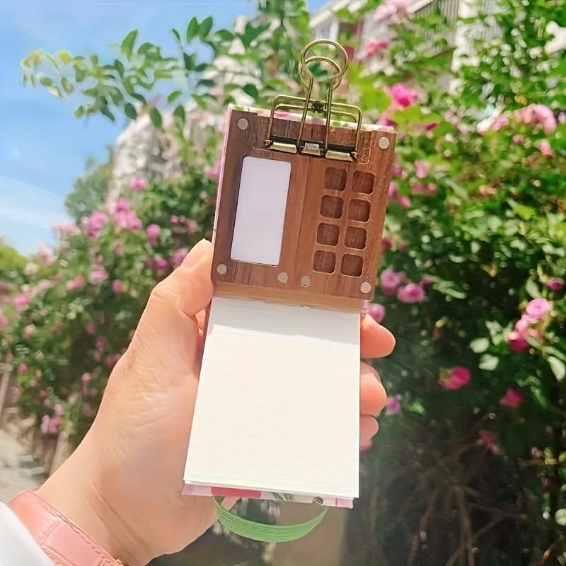 Handcrafted Mini Paint Box with 8 Compartments – Walnut Wood Design for Nail Art
