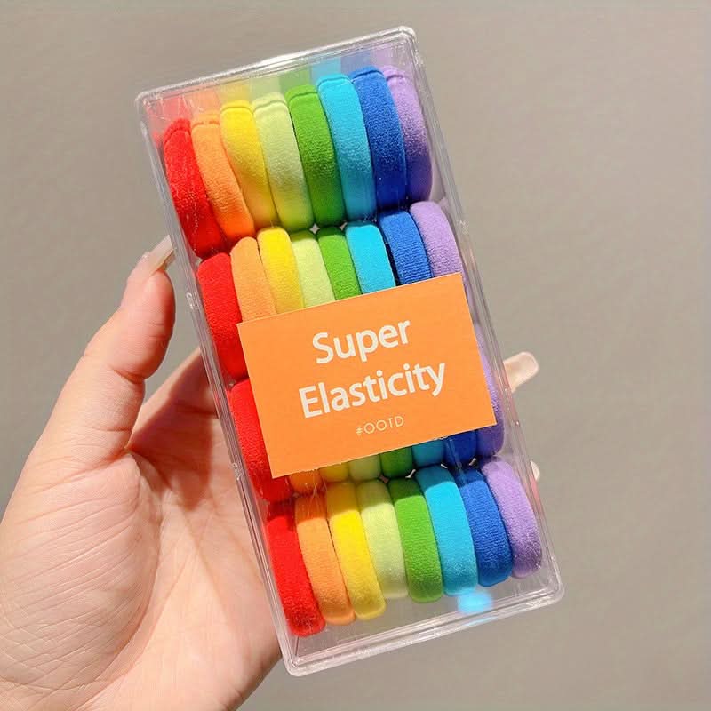 32pc Multicolor Rainbow Hair Ties for Kids