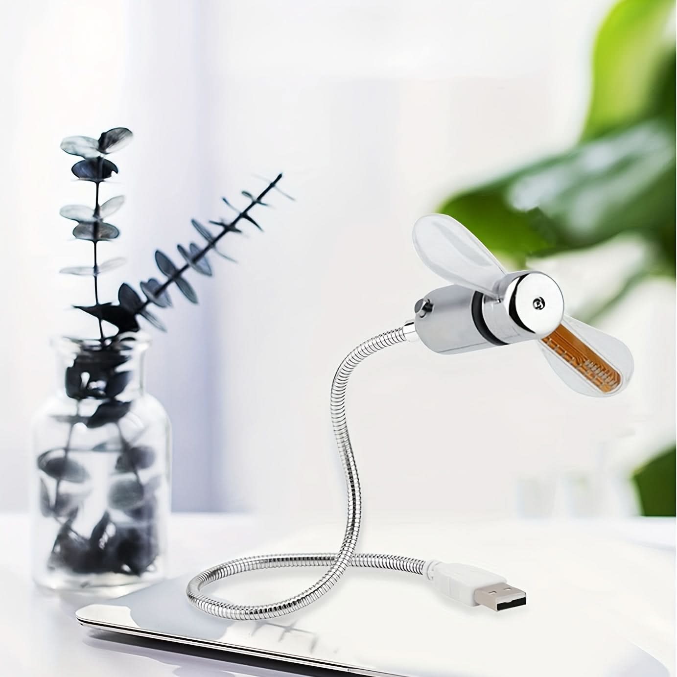 Compact USB Clock Fan with LED Display