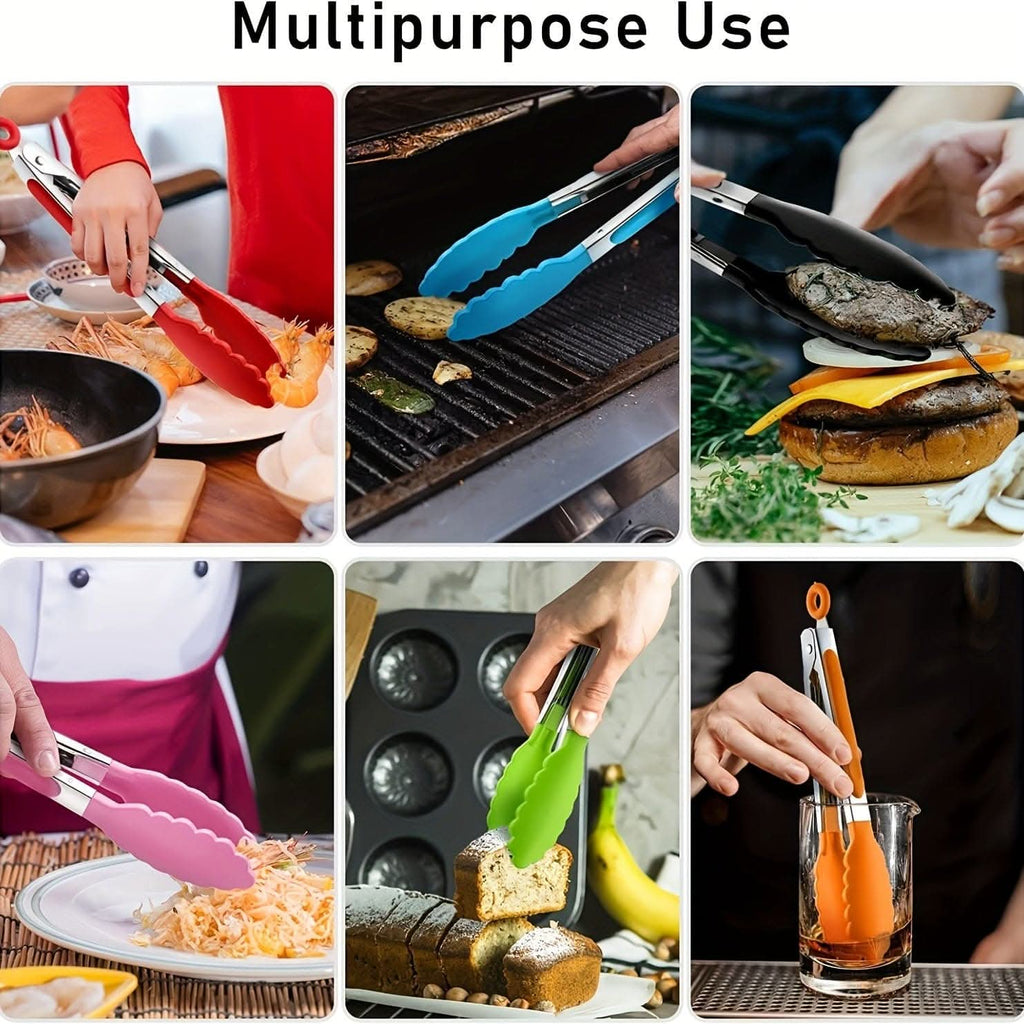 1/7pcs Mini Kitchen Tongs - 7-Inch Heat Resistant Nylon Tips