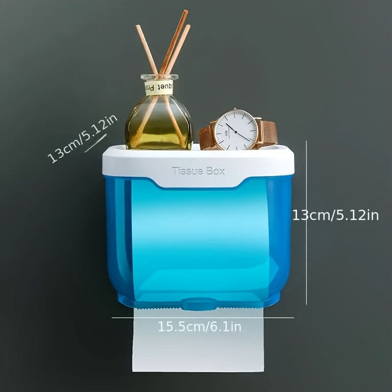 Wall-Mounted Tissue Holder with Storage Shelf – Bathroom Organizer