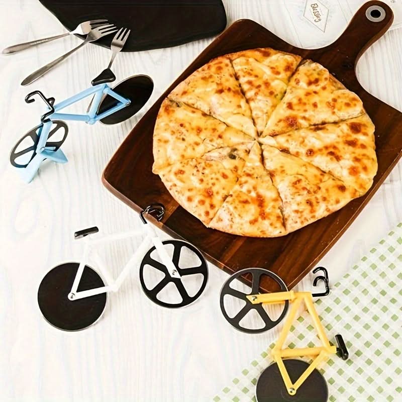 Bicycle-Shaped Pizza Cutter with Dual Stainless Steel Wheels