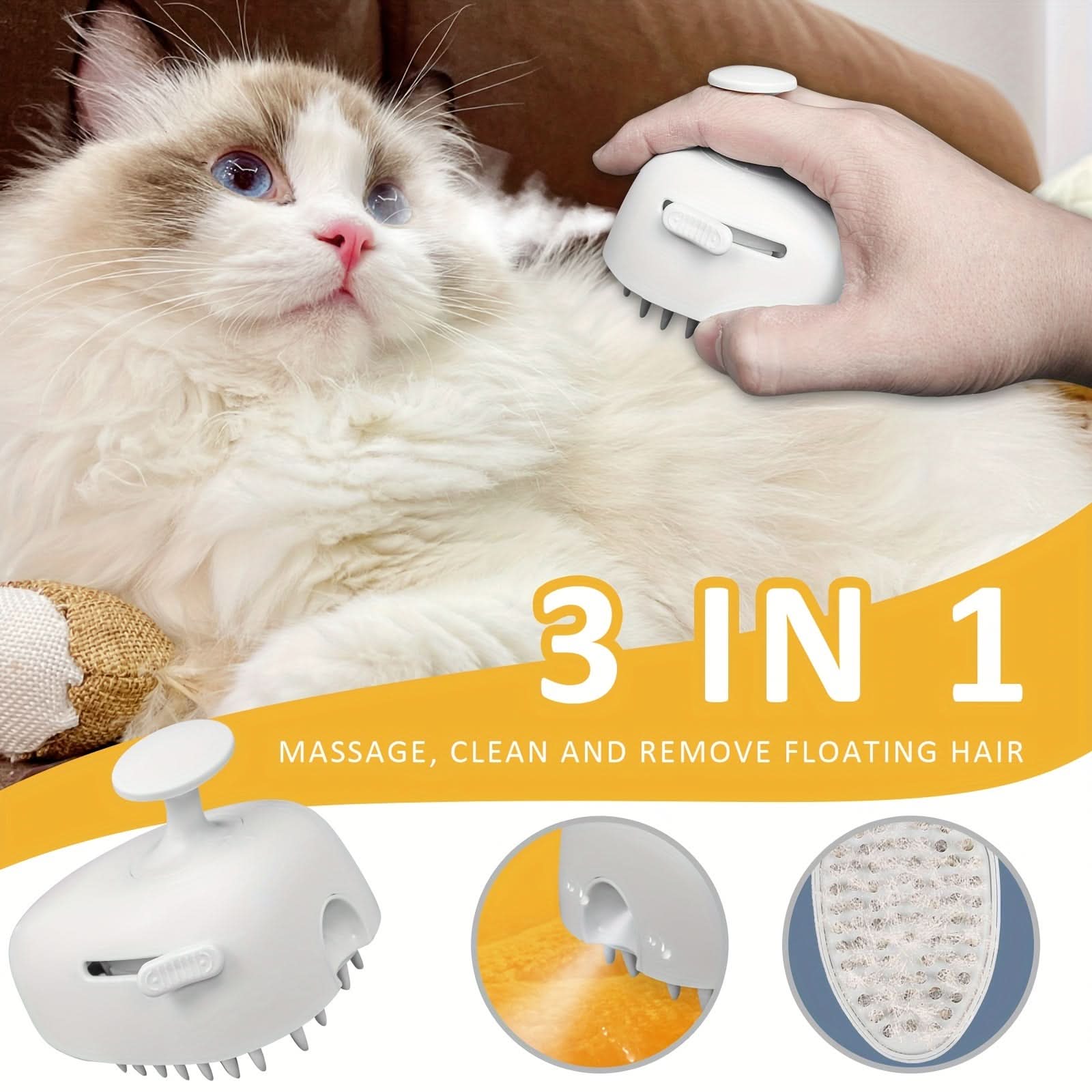 USB Rechargeable Pet Grooming Brush with Spray