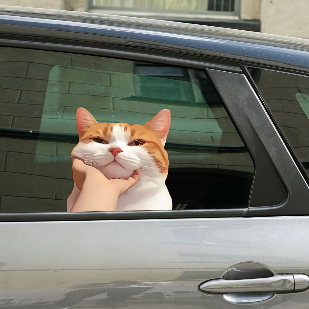 Cute Orange Cat Window Decal – Fantasy Animal Sticker for Car & Home Décor