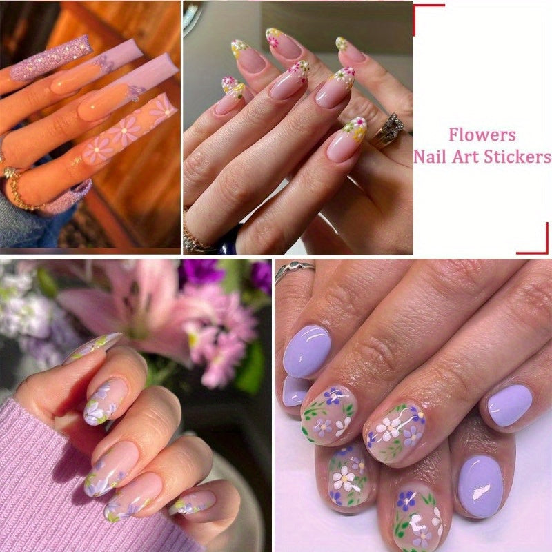 30 Sheets 3D Self-Adhesive Nail Art Stickers – Floral, Heart & Bow Designs for DIY Gel & Acrylic Nails