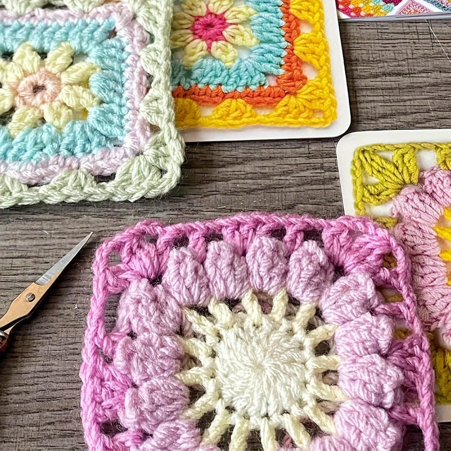 Granny Square Crochet Card Deck – 50 DIY Yarn Template Patterns for Beginners