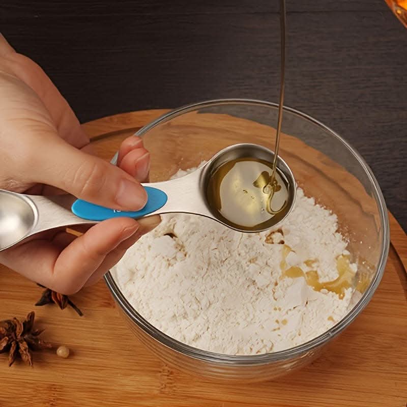 9pcs Stainless Steel Magnetic Measuring Spoons - Dual Sided