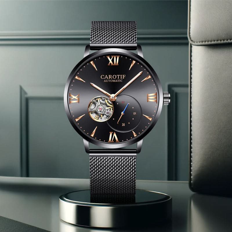 Men’s Fashion Automatic Mechanical Watch with Mesh Strap