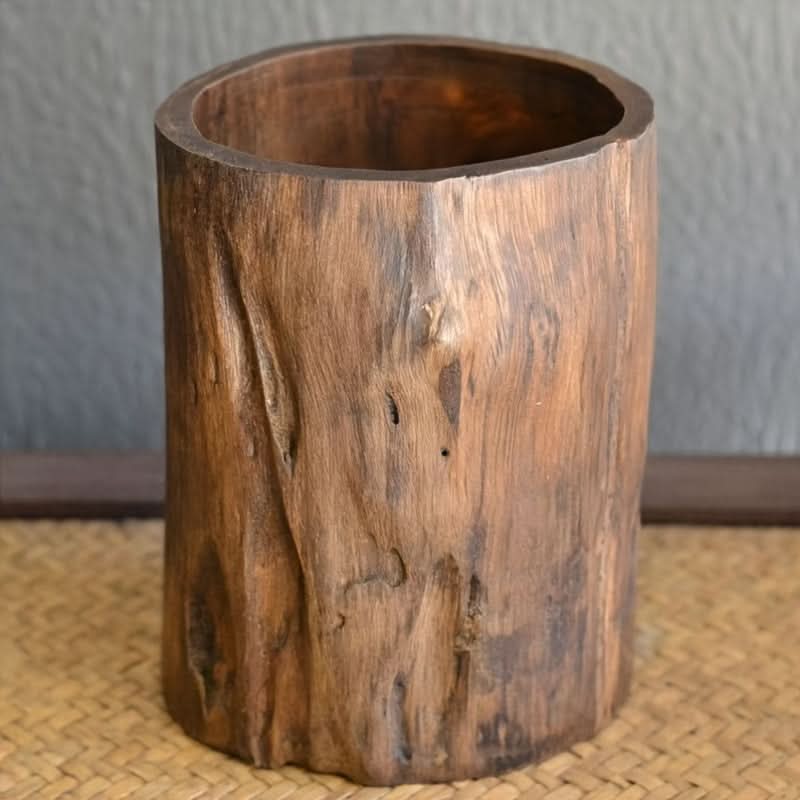 Solid Wood Retro Pen Holder, Desktop Organizer