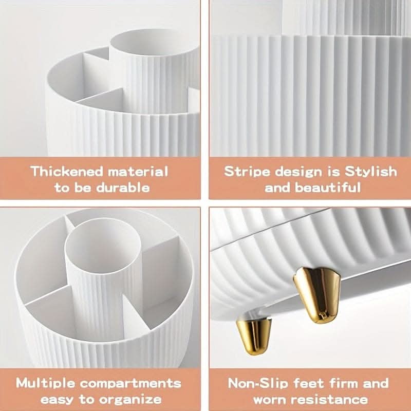 360° Rotating Makeup Organizer with 5 Compartments