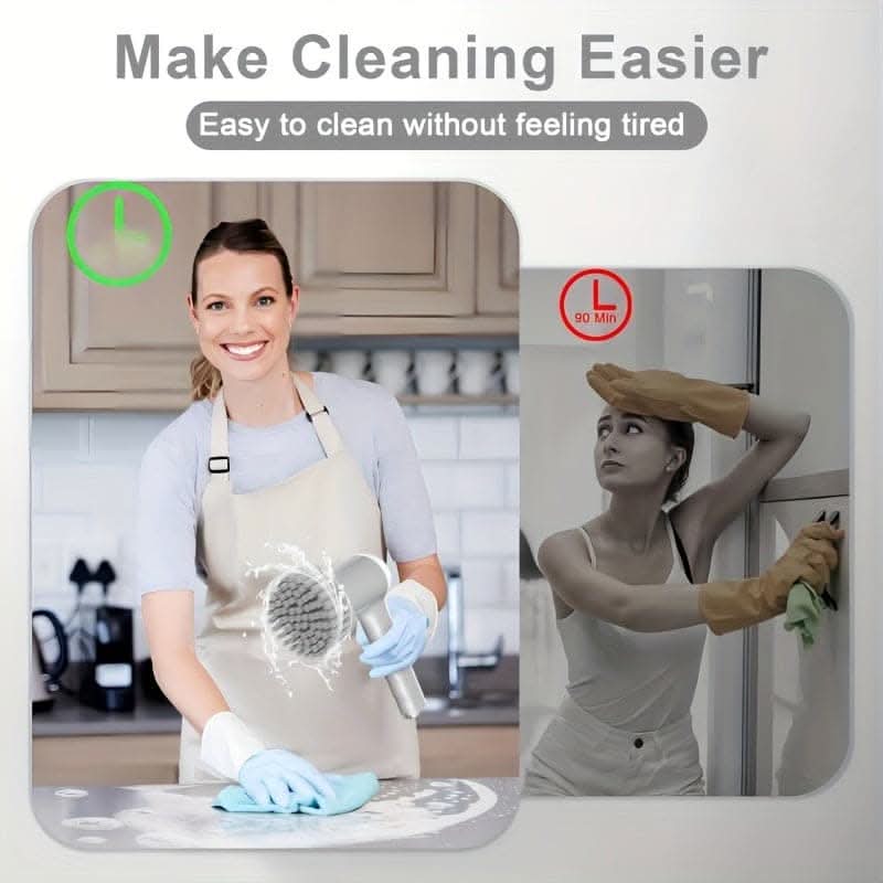Bathroom Scrubber with 5 Brush Heads - 2 Speeds & LED Display