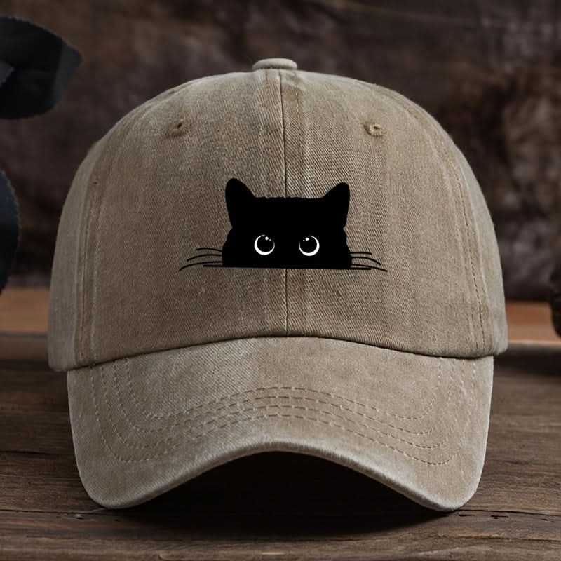 Men’s Vintage Black Cat Baseball Cap – Adjustable Dad Hat with Curved Brim