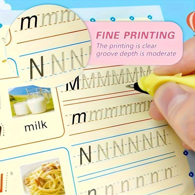 Magic Handwriting Practice Book Set – 4 English Calligraphy Copybooks with Pen & Refills