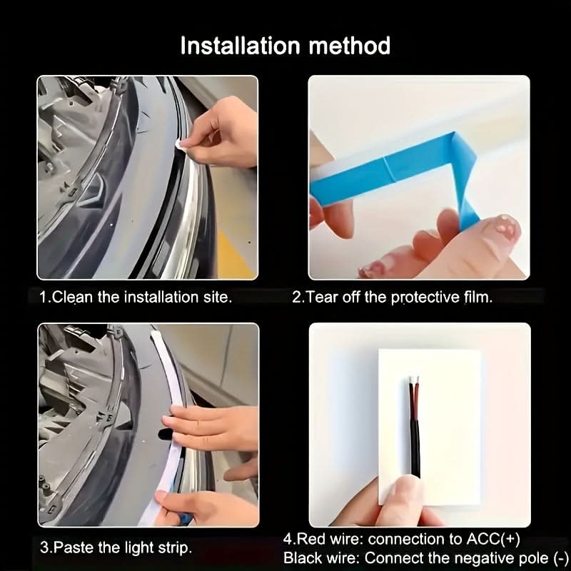 Dynamic LED Car Hood Light Strip – Streamer Scanning White Light, DC12V, Easy Install