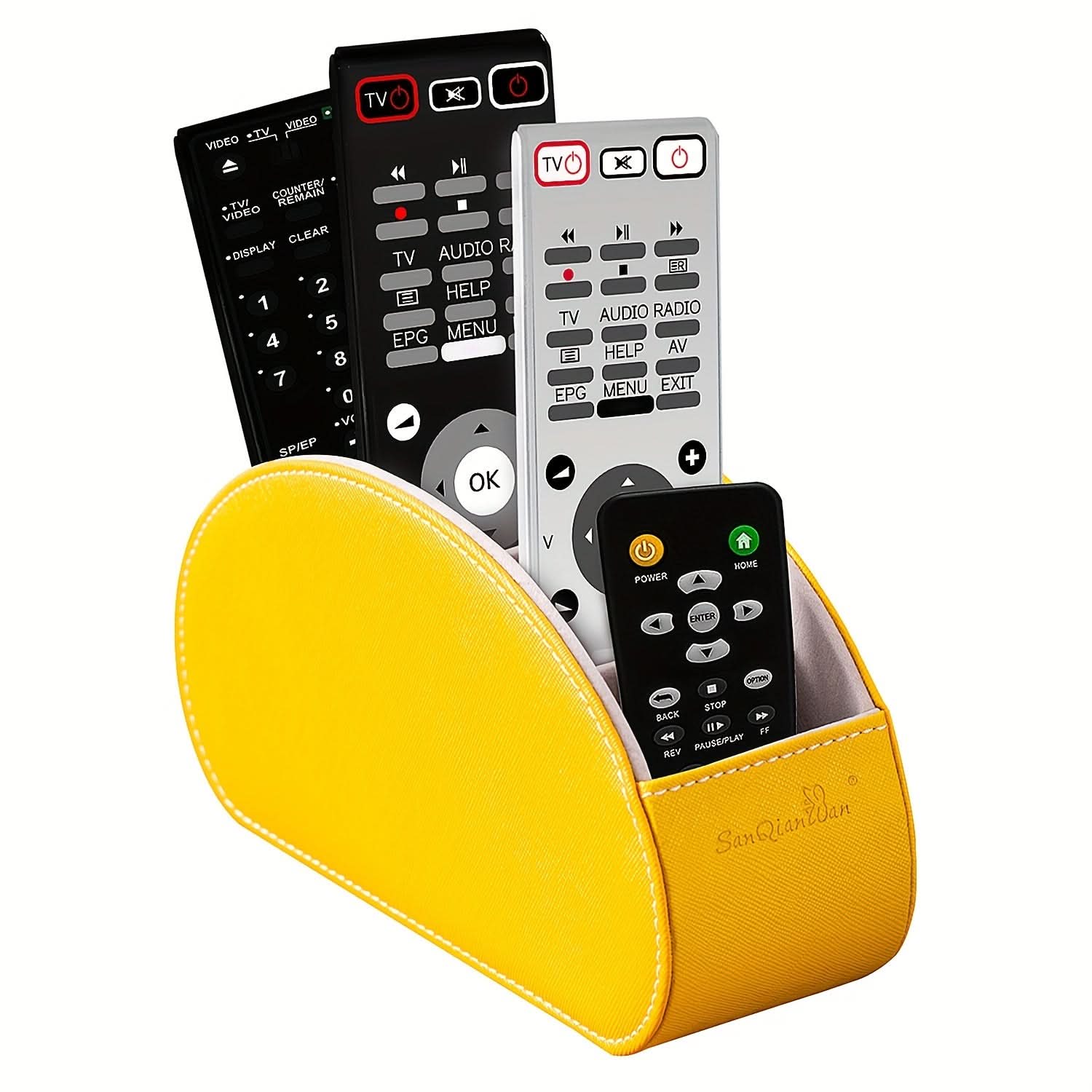 5-Compartment PU Leather Remote Organizer Box