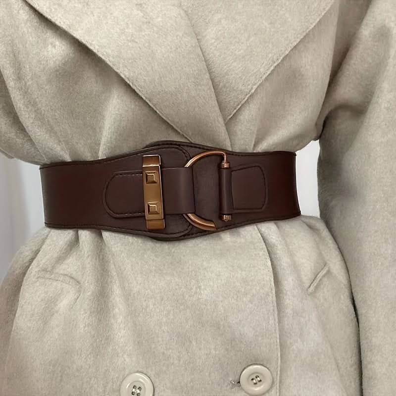 Vintage PU Leather Waist Belt - Wide Retro Style