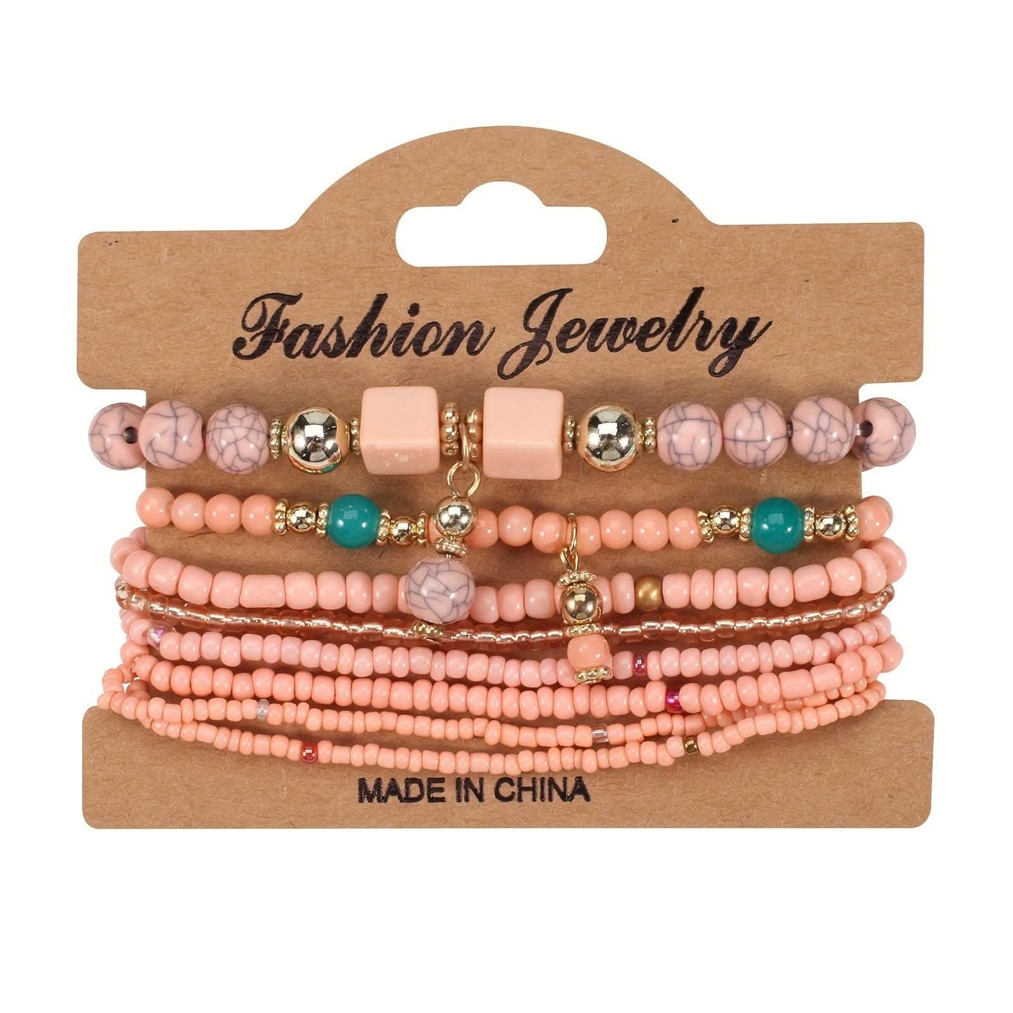 Colorful Resin Boho Beaded Stackable Bracelet Set