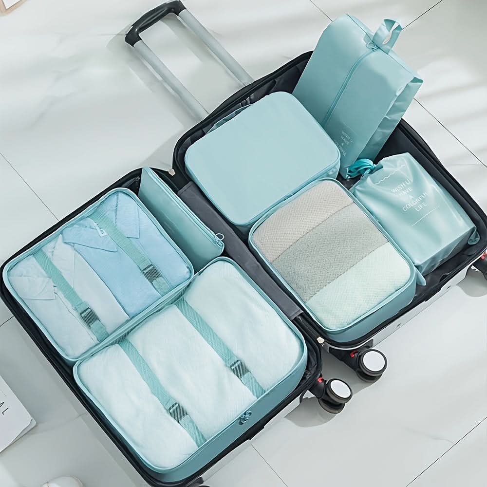 7-Piece Large Capacity Travel Organizer Set - Nylon Packing Cubes