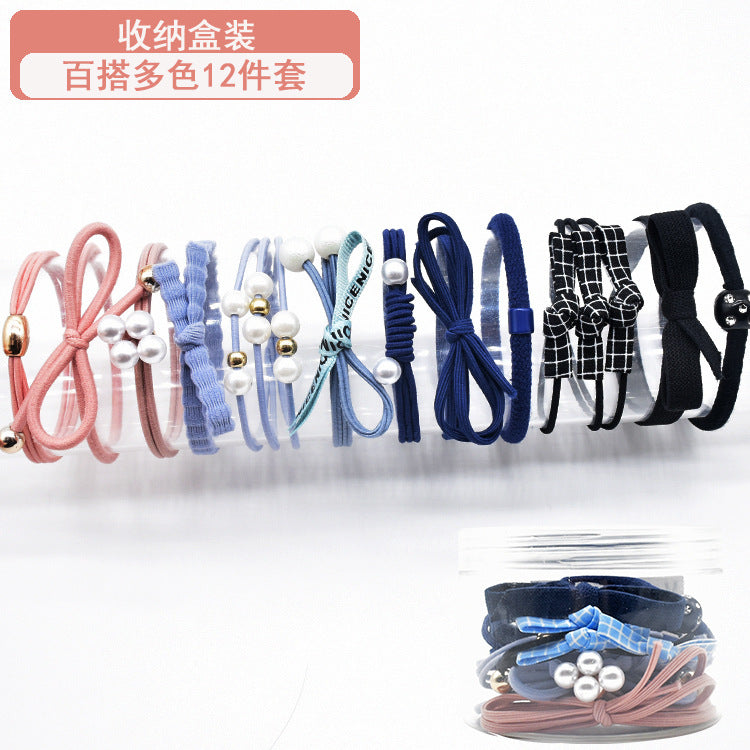 12-Piece Korean Style Elastic Hair Ties – Sweet Rubber Band Set for Ponytails