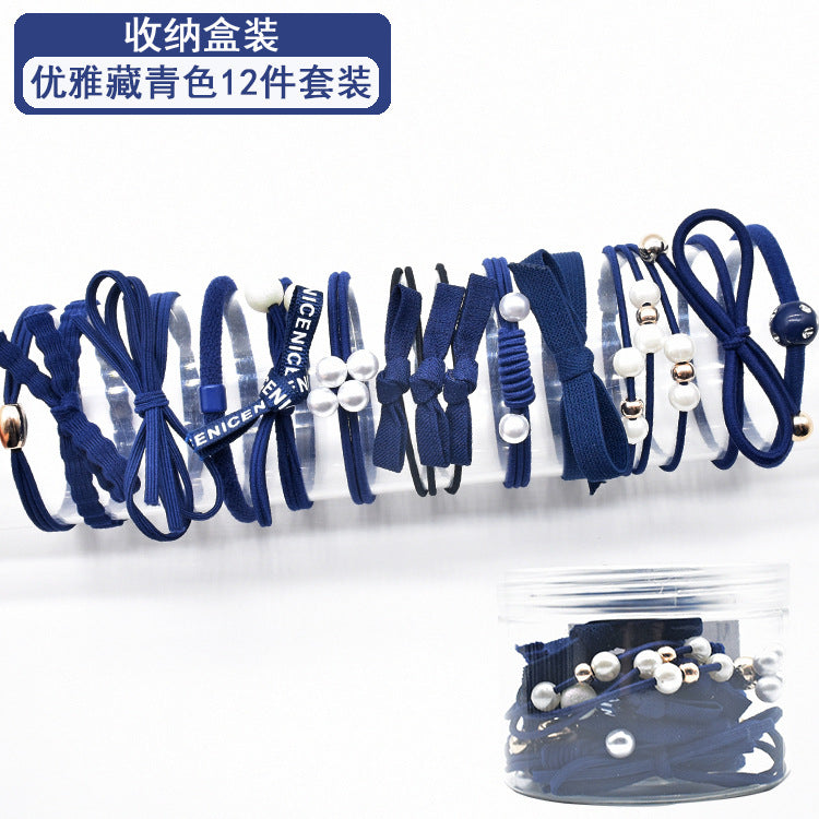 12-Piece Korean Style Elastic Hair Ties – Sweet Rubber Band Set for Ponytails