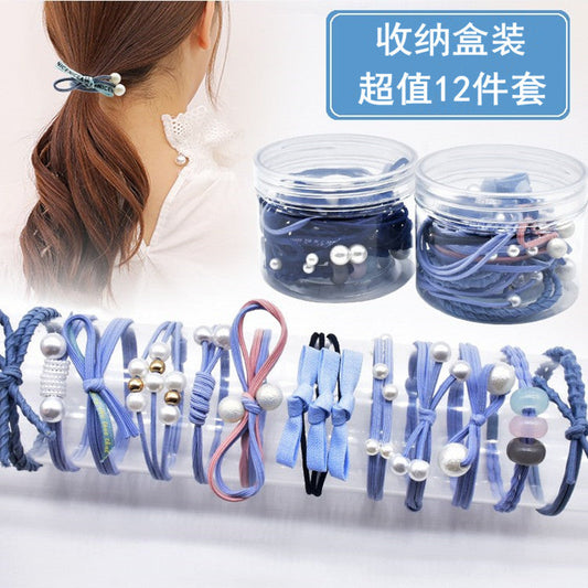 12-Piece Korean Style Elastic Hair Ties – Sweet Rubber Band Set for Ponytails