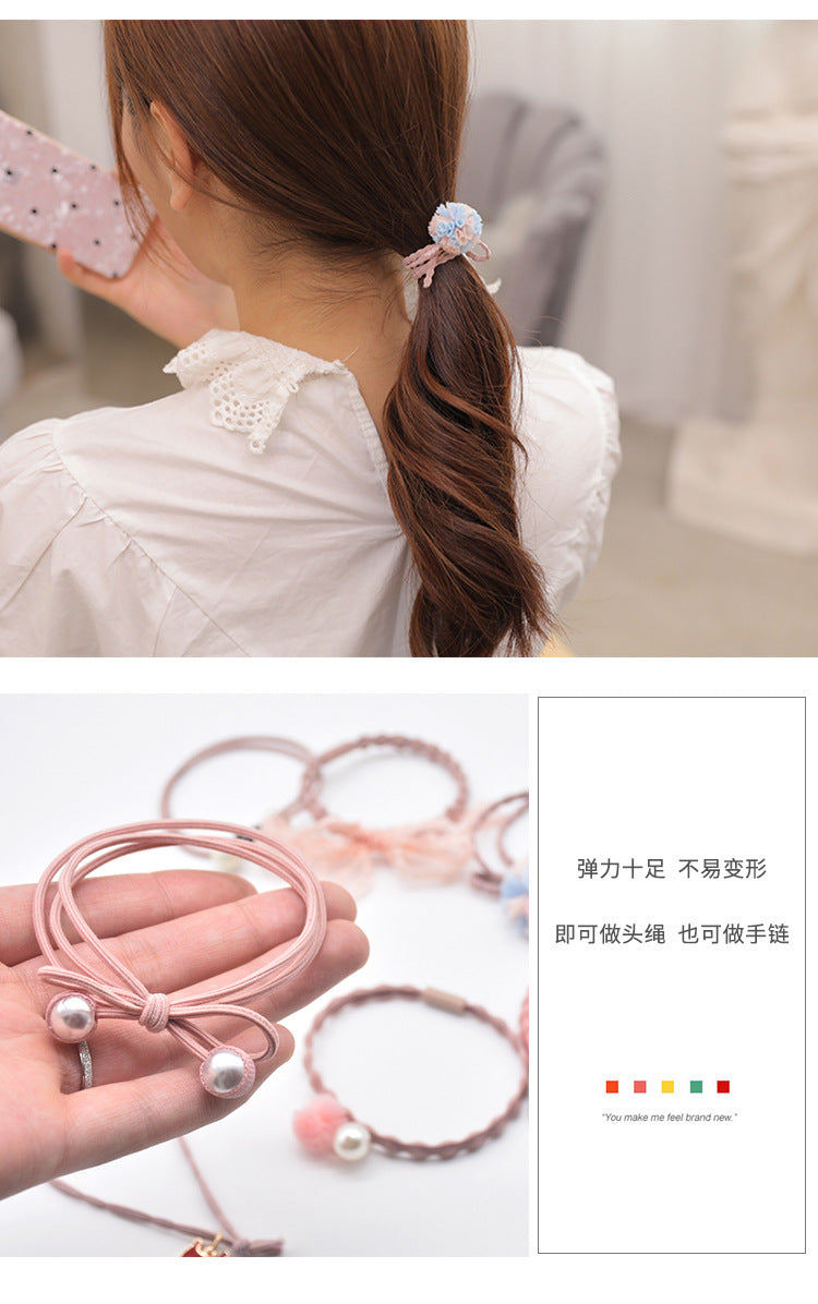 12-Piece Korean Style Elastic Hair Ties – Sweet Rubber Band Set for Ponytails
