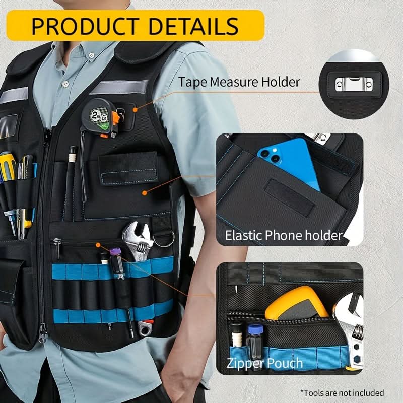 Adjustable Tool Vest with Multi-Pockets