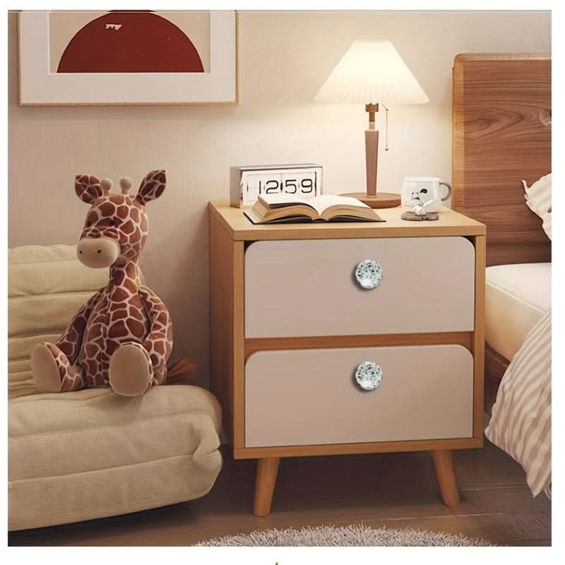6-Pack Stone Flower Cabinet Handles – Round Aluminum Base with Natural Relief Stone Design