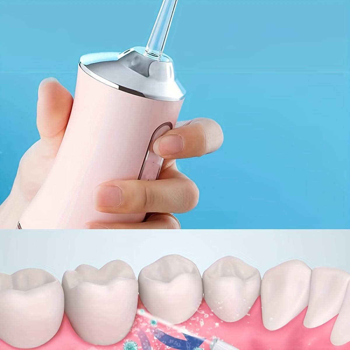 Portable Dental Water Flosser – USB Rechargeable, 4 Jet Tips, 3 Modes, Waterproof