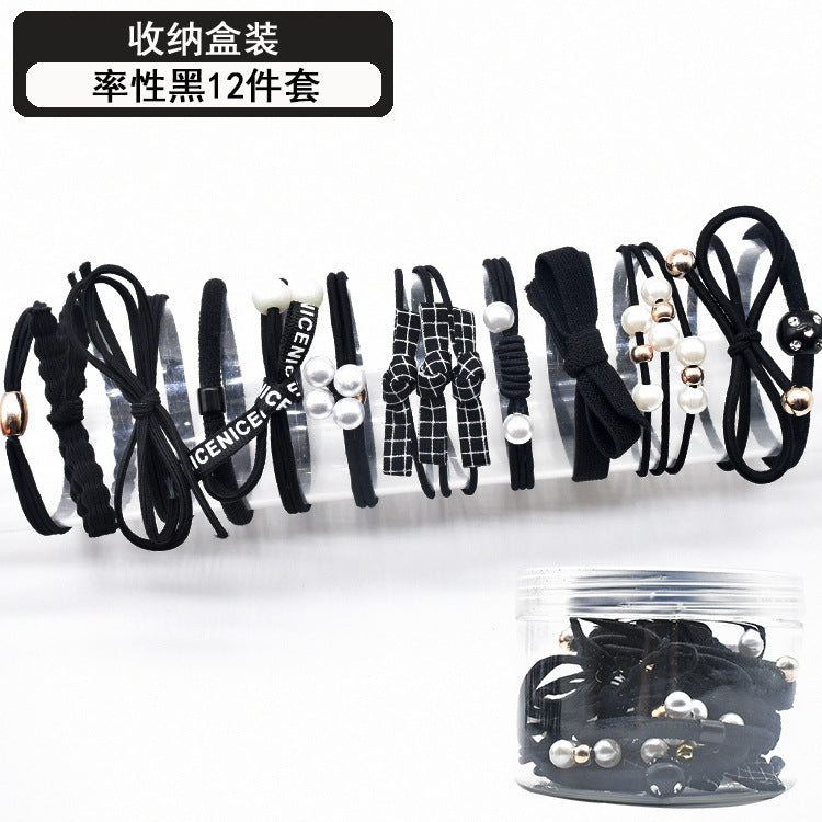 12-Piece Korean Style Elastic Hair Ties – Sweet Rubber Band Set for Ponytails
