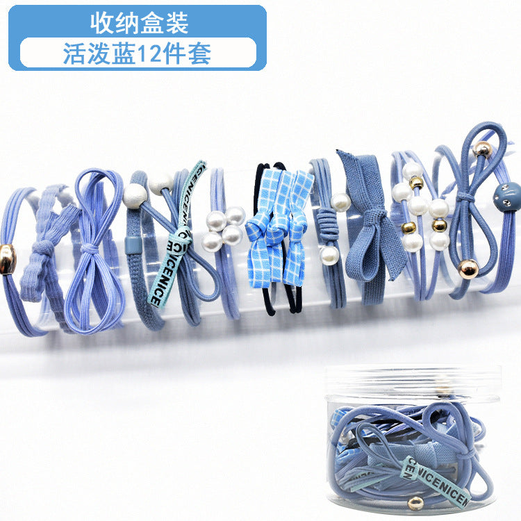 12-Piece Korean Style Elastic Hair Ties – Sweet Rubber Band Set for Ponytails