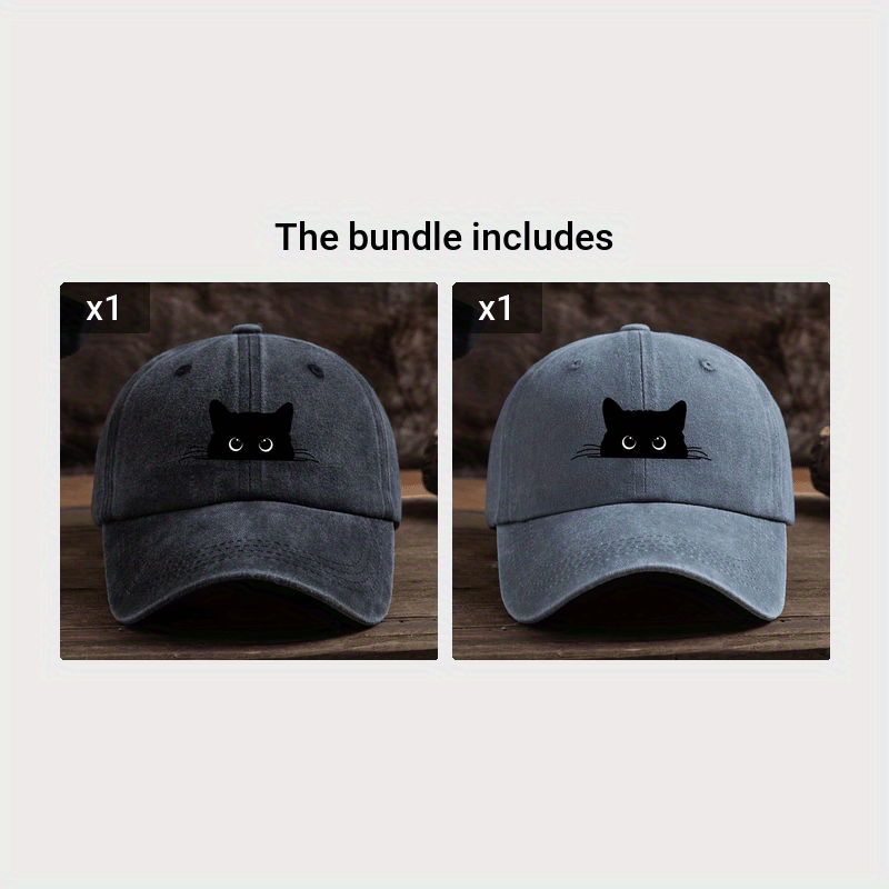 Men’s Vintage Black Cat Baseball Cap – Adjustable Dad Hat with Curved Brim