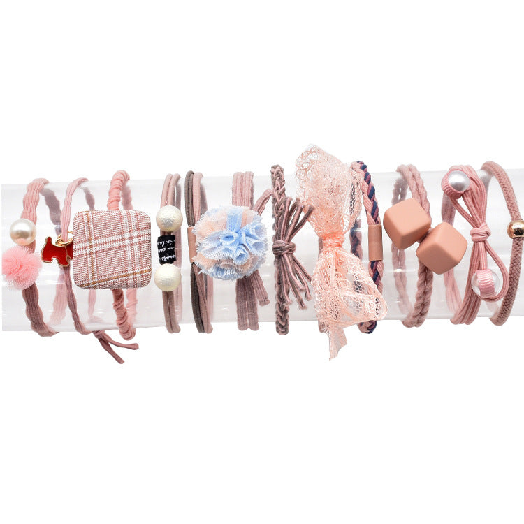 12-Piece Korean Style Elastic Hair Ties – Sweet Rubber Band Set for Ponytails