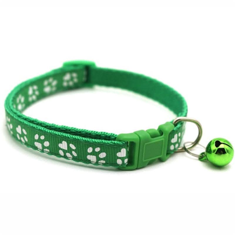 Adjustable Bell Collar with Paw Print Design