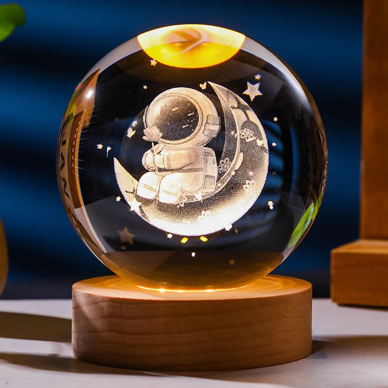 3D Astronaut & Moon LED Night Light – USB Powered Multicolor Desk Lamp