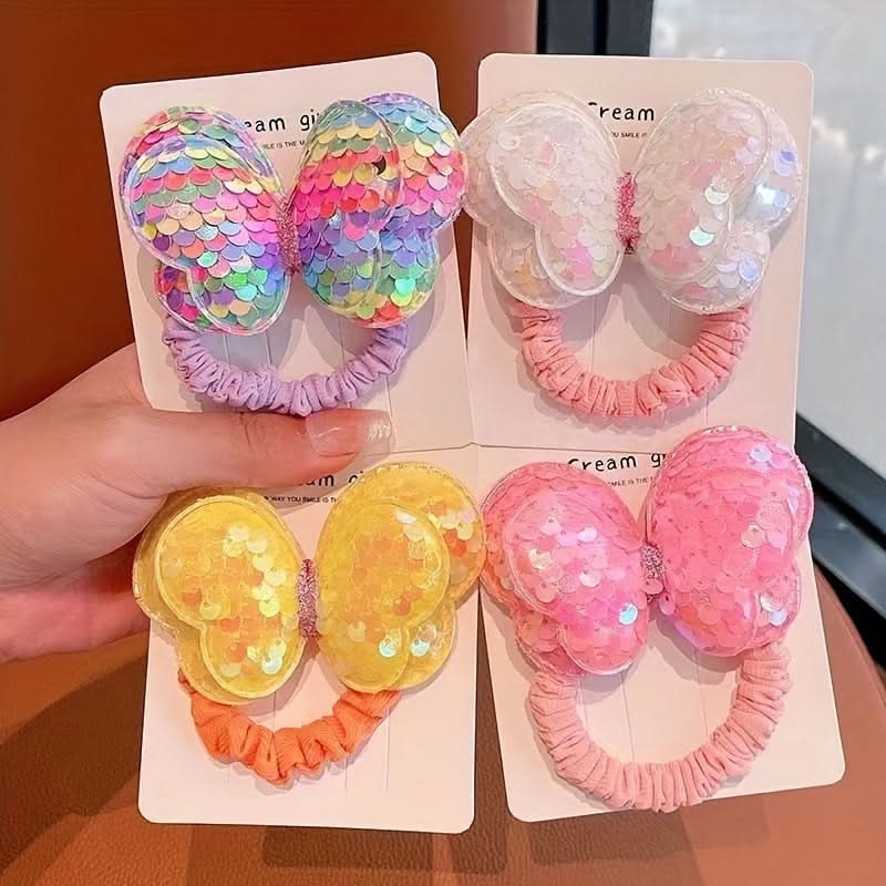 6PCS Sequin Bow Hair Ties for Women