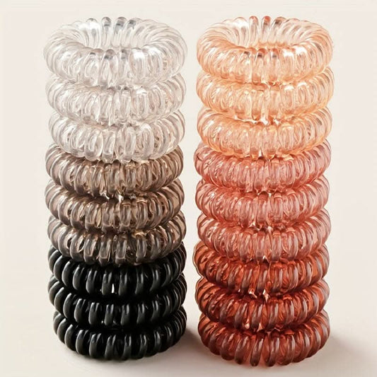 18pcs Waterproof Spiral Hair Ties – Crease-Free & Long-Lasting
