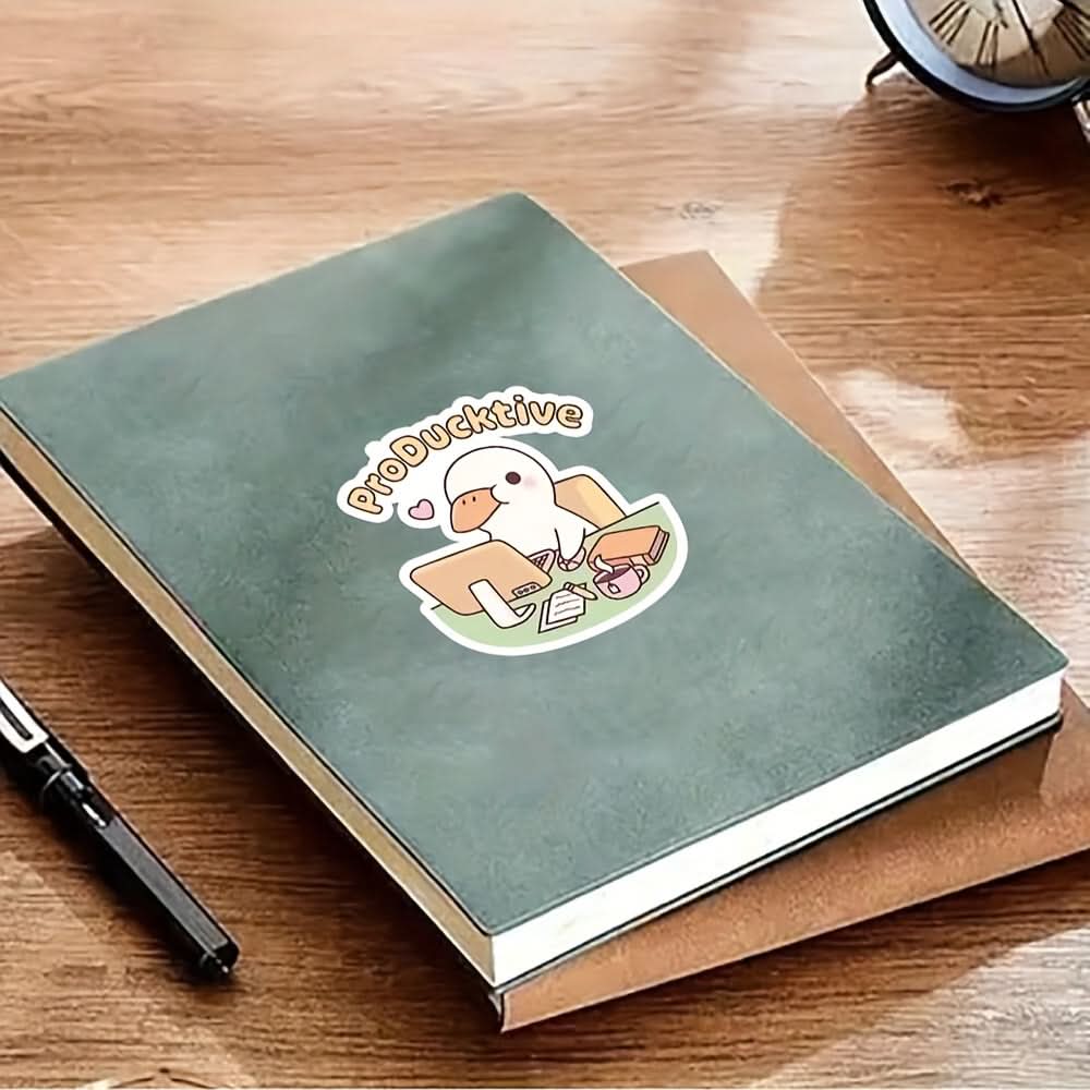 Funny Duck Sticker – Glossy Animal Print Decal for Laptop, Water Bottle & Workspace