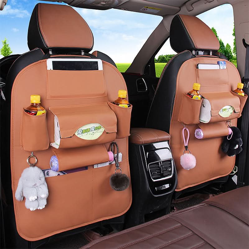 Leather Car Seat Back Organizer – Large Storage Bag