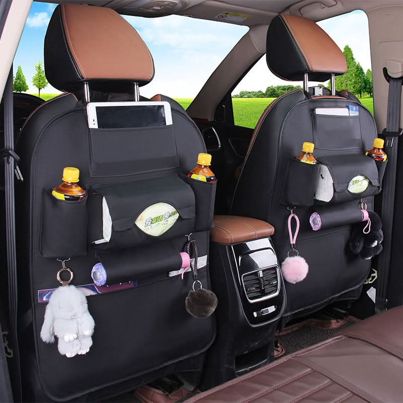 Leather Car Seat Back Organizer – Large Storage Bag