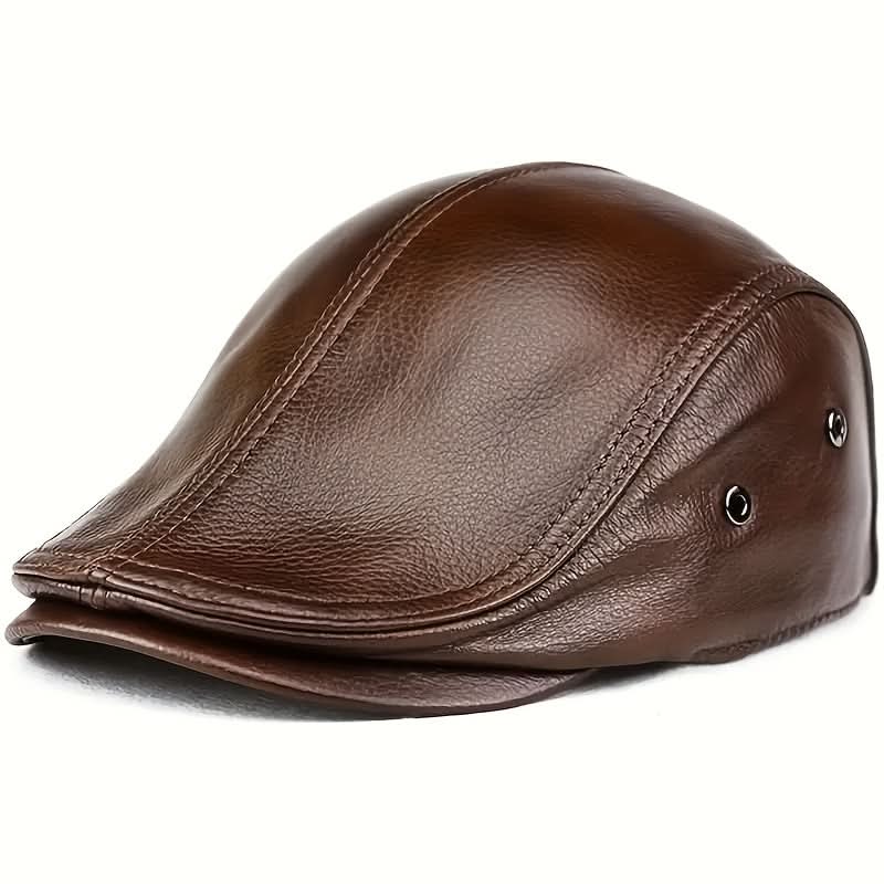 Men’s Leather Gatsby Ivy Cap – Hat with PU Strap