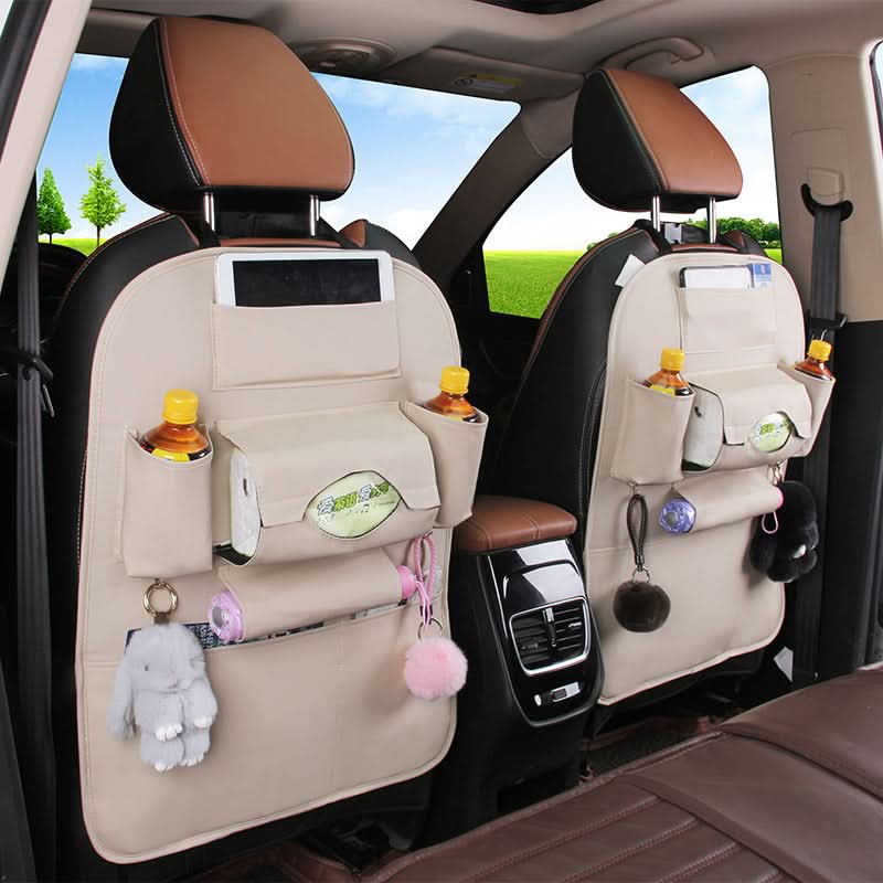 Leather Car Seat Back Organizer – Large Storage Bag