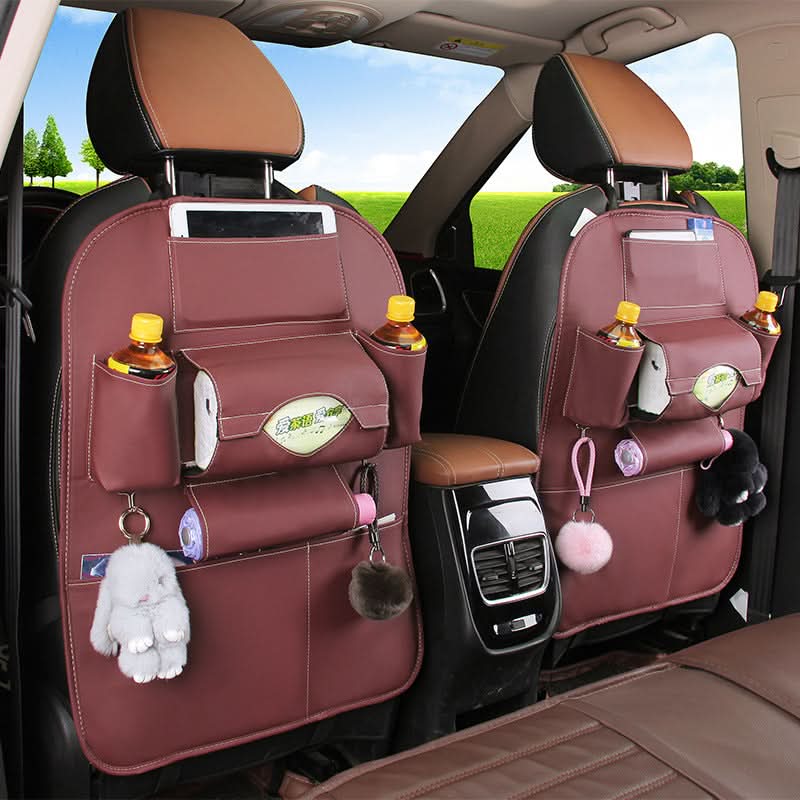 Leather Car Seat Back Organizer – Large Storage Bag