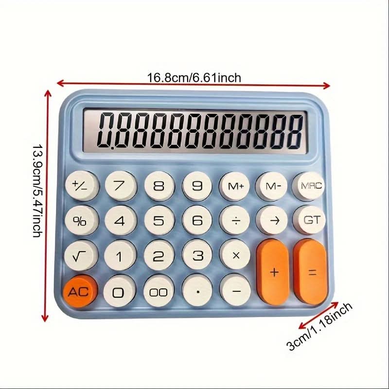 12-Digit Large-Button Mechanical Desk Calculator - Oversized Display