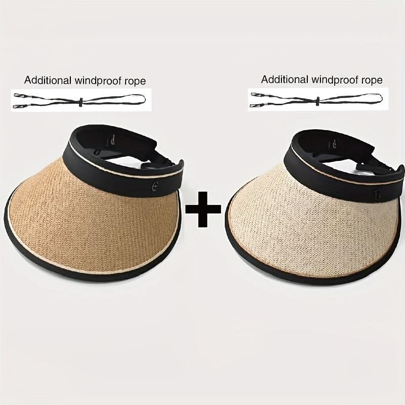 1-2pcs Summer Women's Sun Hat with Detachable Windproof Rope