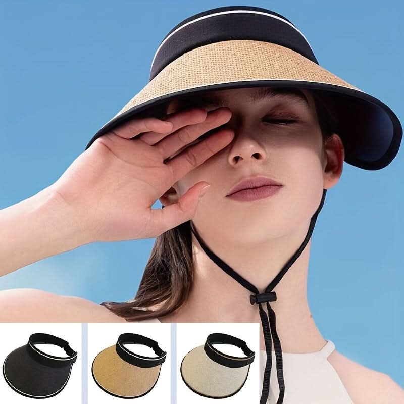 1-2pcs Summer Women's Sun Hat with Detachable Windproof Rope