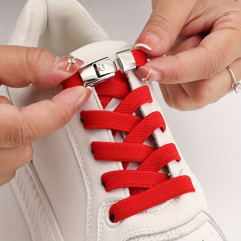 No-Tie Shoelaces with Adjustable Buckles – Easy-On Fit For Sneakers & Sports Shoes